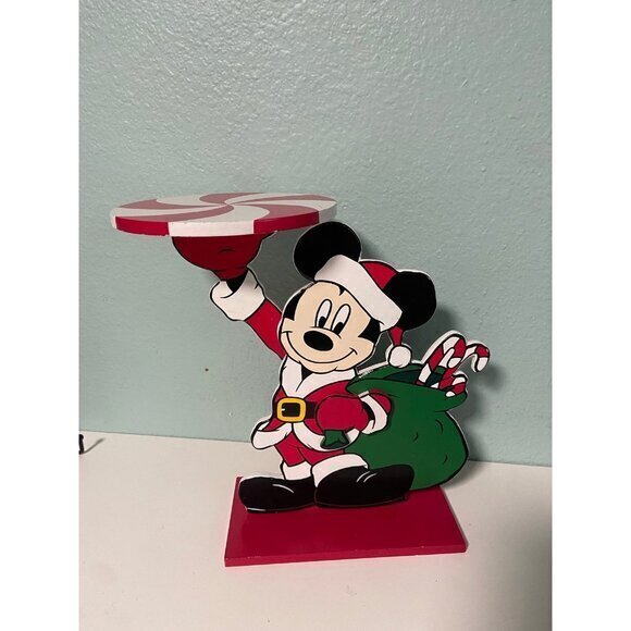 Disney Santa Mickey Mouse Cookie Butler Wood Tray - Picture 1 of 10